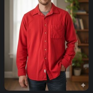 Men's Red Button-Up Shirt